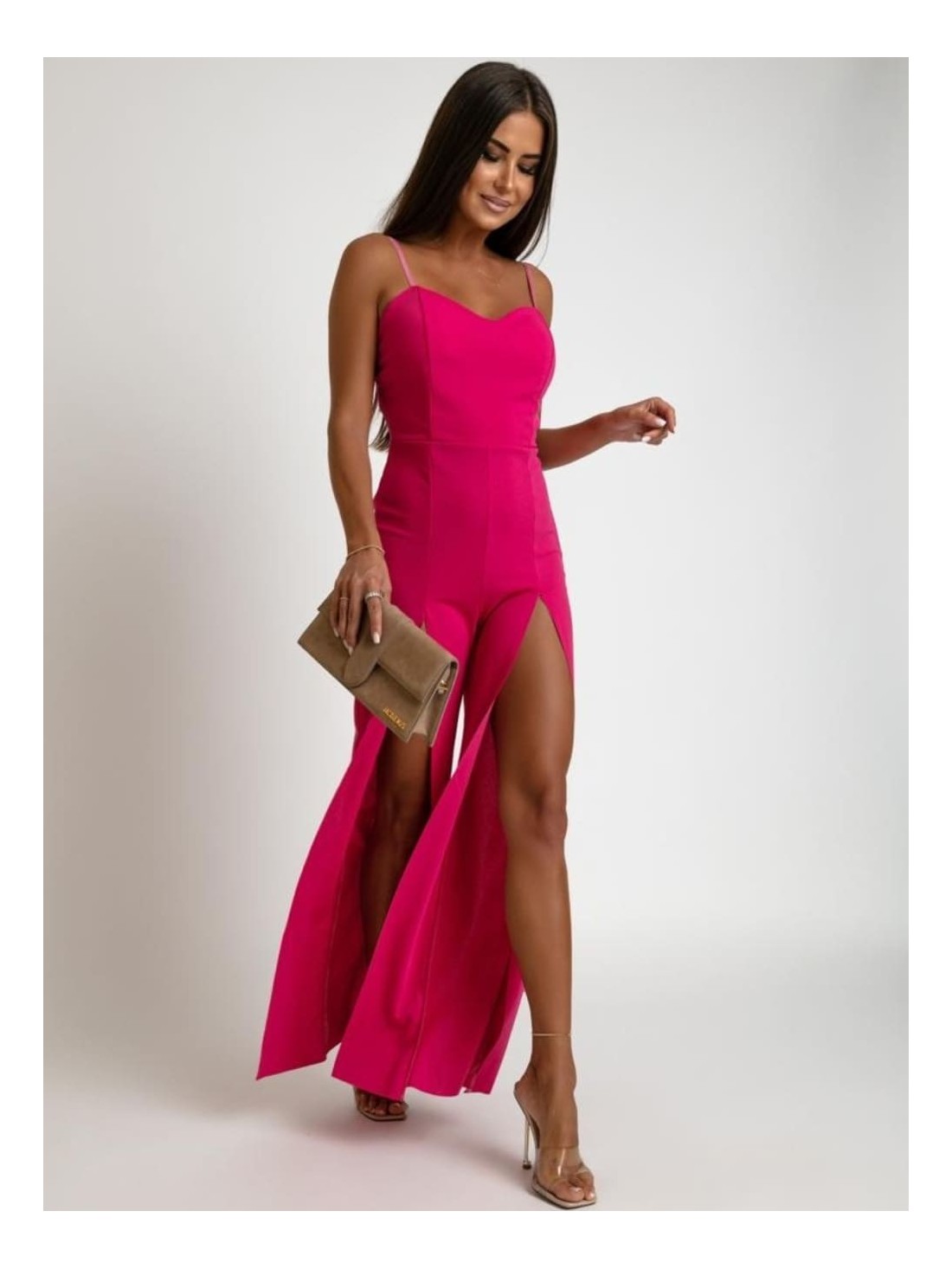 Summer jumpsuit with slits, dark pink AZR6987